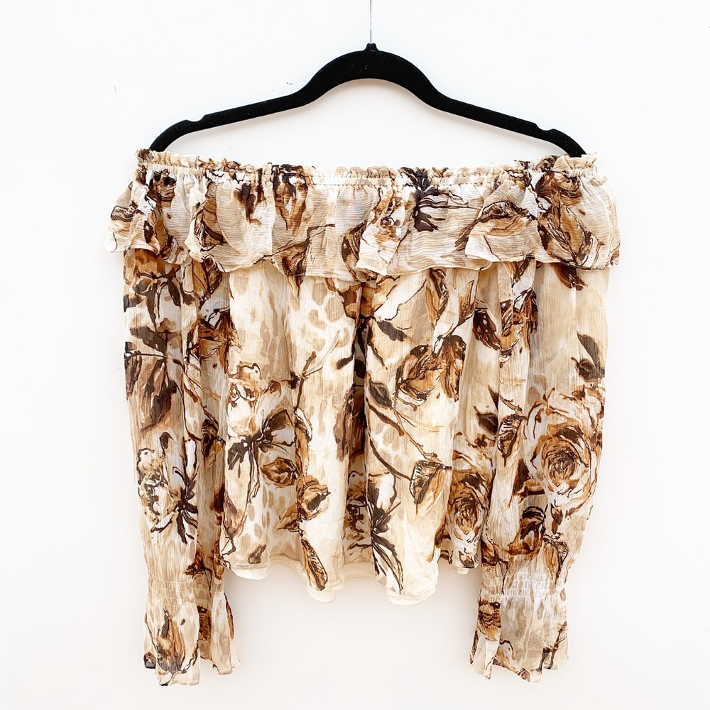 St. John Silk Off The Shoulder Top Floral Print